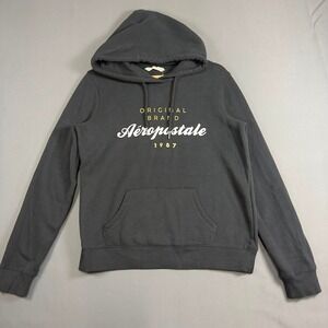 Aeropostale Original Brand 1987 Hoodie Black Graphic Pullover Women's Medium M